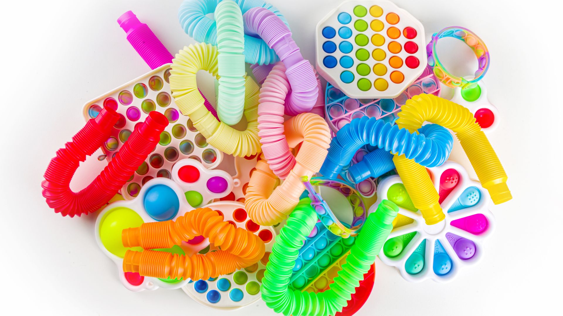 A bundle of various colorful fidgets